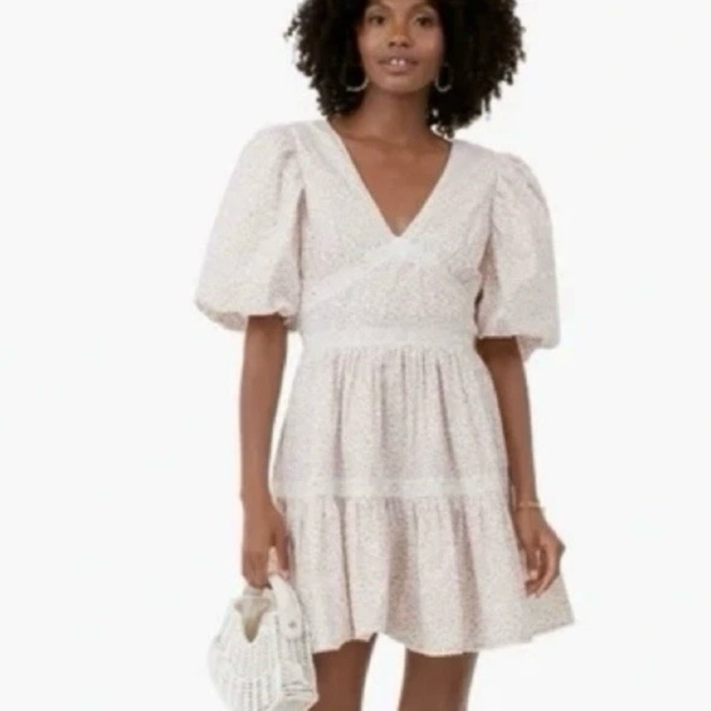 Hyacinth House Tuckernuck‎ Pink Ditsy Floral Isabelle Puff Sleeve Dress Small